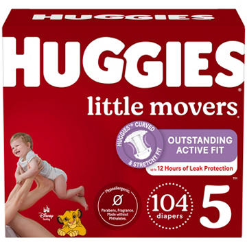 Huggies Little Movers Baby Diapers - Size 5 (27+ lbs)