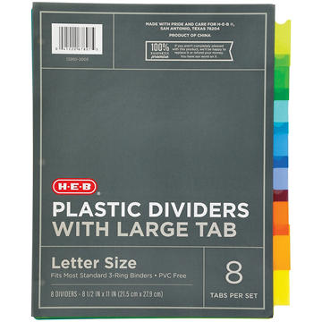 H-E-B Letter Size Plastic Dividers with Large Tab