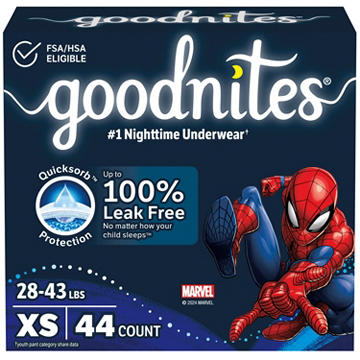 Goodnites Boys' Nighttime Bedwetting Underwear - XS (28-43 lbs)