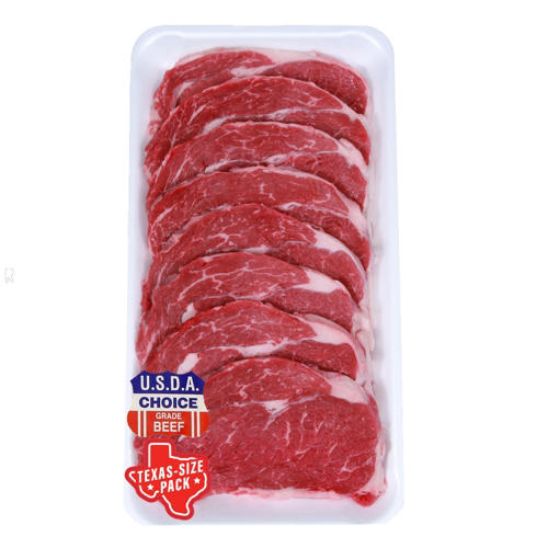 H-E-B Boneless Thin Sliced Beef Ribeye Steaks, USDA Choice - Texas-Size Pack