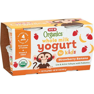 H-E-B Organics Kids' Whole Milk Yogurt - Strawberry Banana
