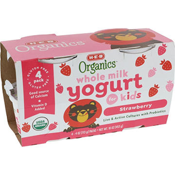 H-E-B Organics Kids' Whole Milk Yogurt - Strawberry
