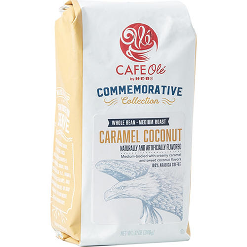 CAFE Olé by H-E-B Commemorative Collection Medium Roast Caramel Coconut Whole Bean Coffee, 12 oz