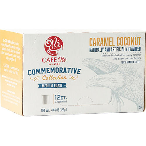 CAFE Olé by H-E-B Commemorative Collection Medium Roast Coconut Caramel Coffee Single Serve Cups, 12 ct