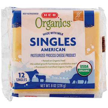 H-E-B Organics Singles American Sliced Cheese, 12 ct