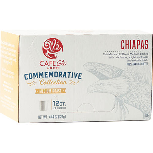 CAFE Olé by H-E-B Commemorative Collection Medium Roast Chiapas Coffee Single Serve Cups, 12 ct
