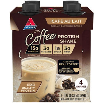 Atkins Iced Coffee Protein Shake - Café a Lait, 4 pk