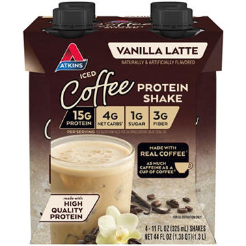 Atkins Iced Coffee Protein Shake - Vanilla Latte, 4 pk