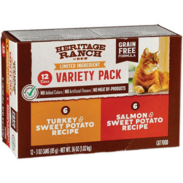 Heritage Ranch by H-E-B Limited Ingredient Grain Free Wet Cat Food Variety Pack - Turkey or Salmon & Sweet Potato