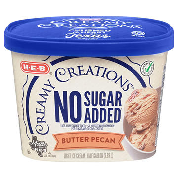 H-E-B Creamy Creations No Sugar Added Butter Pecan Light Ice Cream