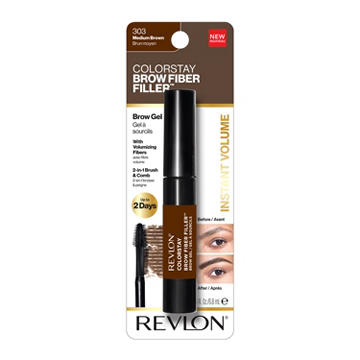 Revlon ColorStay Brow Fiber Filler Brow Gel, 303 Medium Brown