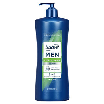 Suave Men Aloe Vera 3-in-1 Shampoo, Conditioner & Body Wash - Aloe & Bergamot
