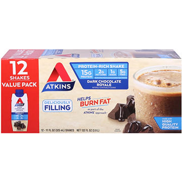 Atkins 15g Protein Shakes 12 pk - Dark Chocolate Royale