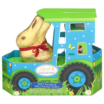 Lindt Milk Chocolate Truffles & Gold Bunny Easter Tractor Gift Box
