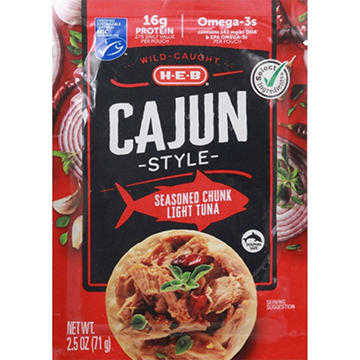 H-E-B Wild Caught Seasoned Chunk Light Tuna Pouch - Cajun-Style