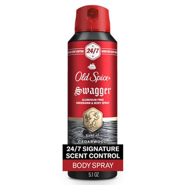 Old Spice Men's Aluminum Free Deodorant Dry Body Spray, Swagger, 24/7 Odor Protection