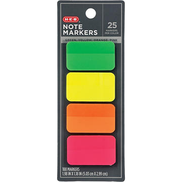 H-E-B Large Note Markers - Neon