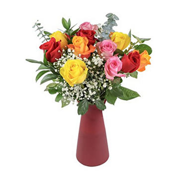 BLOOMS by H-E-B Designer Dozen Rainbow Roses Flower Arrangement