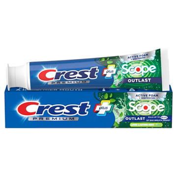Crest Premium + Scope Outlast Active Foam Toothpaste - Long Lasting Mint