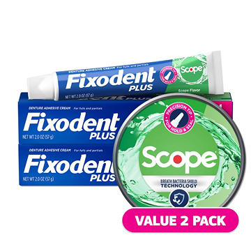 Fixodent Plus Scope Precision Hold & Seal Denture Adhesive Cream, 2 Pk