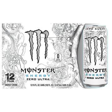 Monster Energy Zero Ultra Sugar Free Energy Drink 12 pk Cans