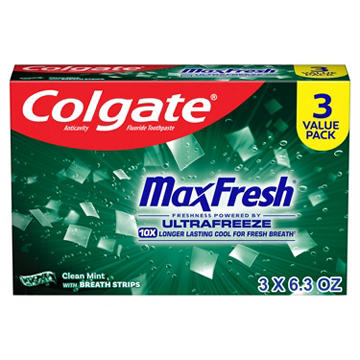 Colgate Max Fresh Anticavity Toothpaste - Clean Mint, 3 Pk