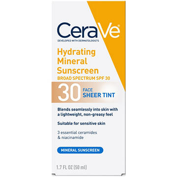 CeraVe Hydrating Mineral Sheer Tinted Face Sunscreen Broad Spectrum SPF 30 