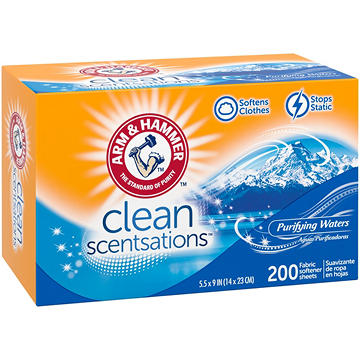 Arm & Hammer Clean Scentsations Fabric Softener Dryer Sheets - Purifying Waters