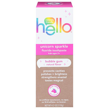 hello Kids Unicorn Sparkle Fluoride Toothpaste - Bubble Gum