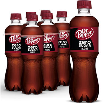 Dr Pepper Zero Sugar Soda 6 pk Bottles