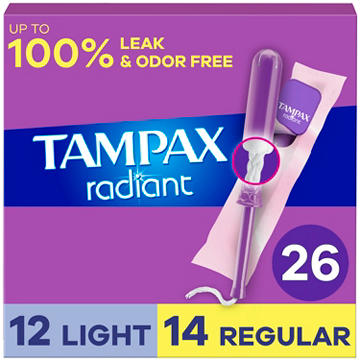 Tampax Radiant Tampons Duo Pack, Light/Regular Unscented