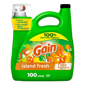Gain Liquid Laundry Detergent, Island Fresh Scent, 100 Loads