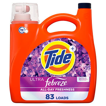 Tide Ultra Febreze Liquid Laundry Detergent, 83 Loads, Spring & Renewal Scent