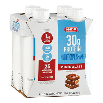 H-E-B 30g Protein Nutritional Shakes 4 pk Bottles - Chocolate