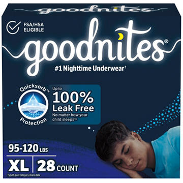 Goodnites Boys' Nighttime Bedwetting Underwear - XL (95-120 lbs)
