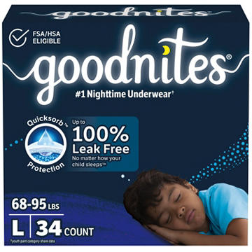 Goodnites Boys' Nighttime Bedwetting Underwear - Large (68-95 lbs)