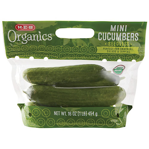 H-E-B Organics Fresh Mini Seedless Cucumbers - Shop Celery & Cucumbers at  H-E-B