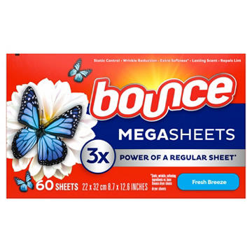 Bounce Mega Dryer Sheets, Fresh Breeze Scent