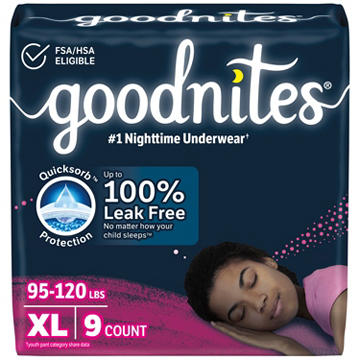 Goodnites Girls' Nighttime Bedwetting Underwear - XL (95-120 lbs)