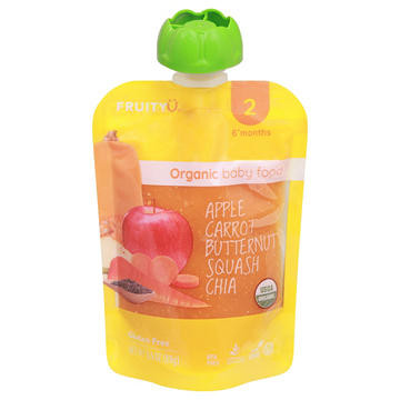 FruityU Organic Baby Food Pouch - Apple Carrot Butternut Squash Chia