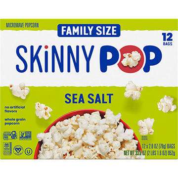 SKINNYPOP Microwavable Popcorn Family Size - Sea Salt
