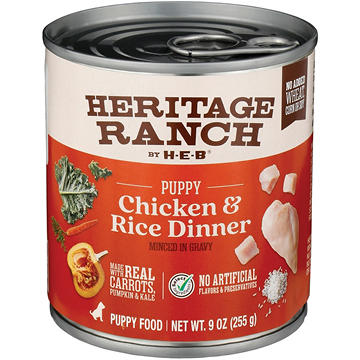 Heritage Ranch by H-E-B Canned Wet Puppy Dog Food - Minced Chicken & Rice