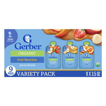 Gerber Organic for Baby Pouches Variety Pack - Fruit Favorites