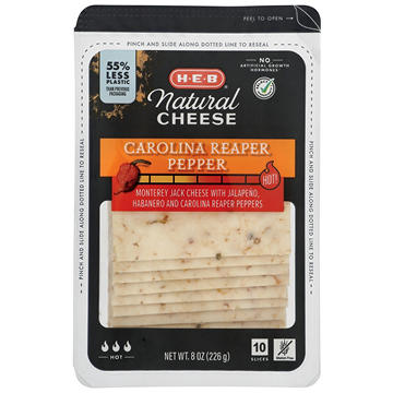 H-E-B Carolina Reaper Pepper Monterey Jack Sliced Cheese