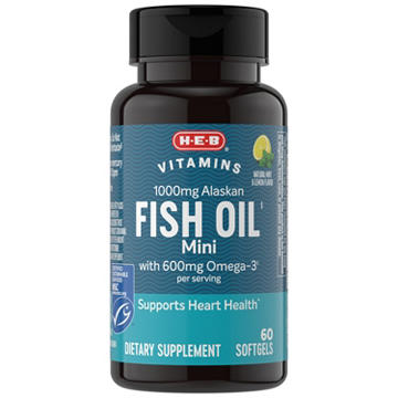 H-E-B Vitamins Alaskan Fish Oil Mini 600 mg Omega 3 Mint & Lemon Softgels
