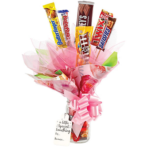 Burlap Flower Candy Bouquet / Candy Bouquet / Candy Pot / Chocolate Bouquet  / Valentine's Day Candy Bouquet/birthday Bouquet/free SHIPPING 