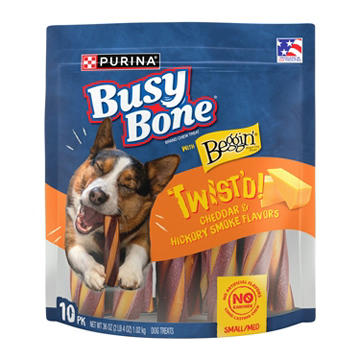 Busy Purina with Beggin’ Twist’d Adult Dog Treat - Cheddar and Hickory Smoke Flavors