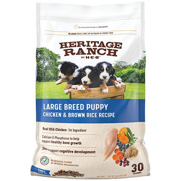 Heritage Ranch by H-E-B Large Breed Puppy Dry Dog Food - Chicken & Brown Rice - Texas-Size Pack