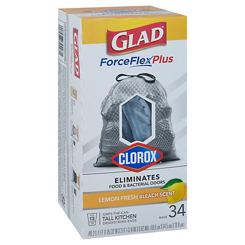 Glad with Clorox ForceFlexPlus 13 Gallon Kitchen Trash Bags