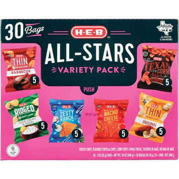 H-E-B All-Stars Variety Pack Chips 1 oz Bags